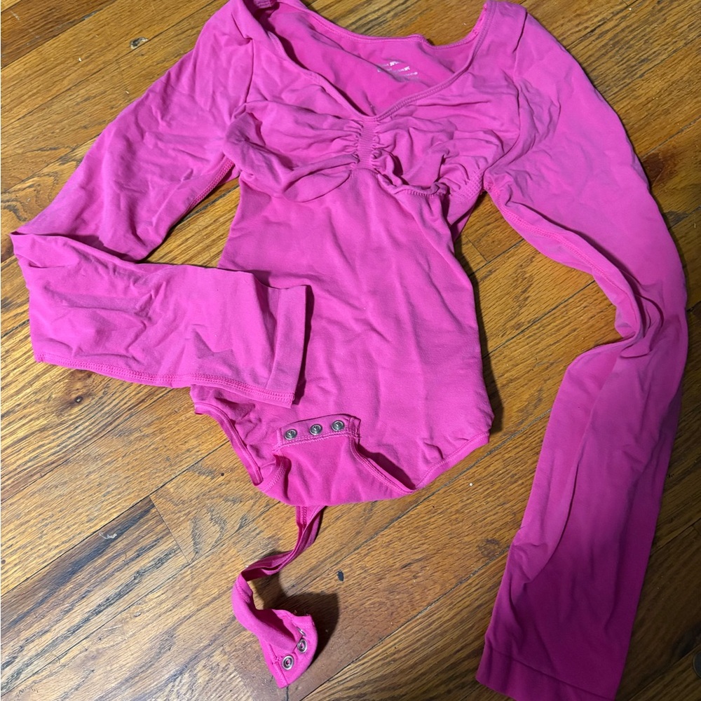 Elegant Fuchsia Long Sleeve Bodysuit